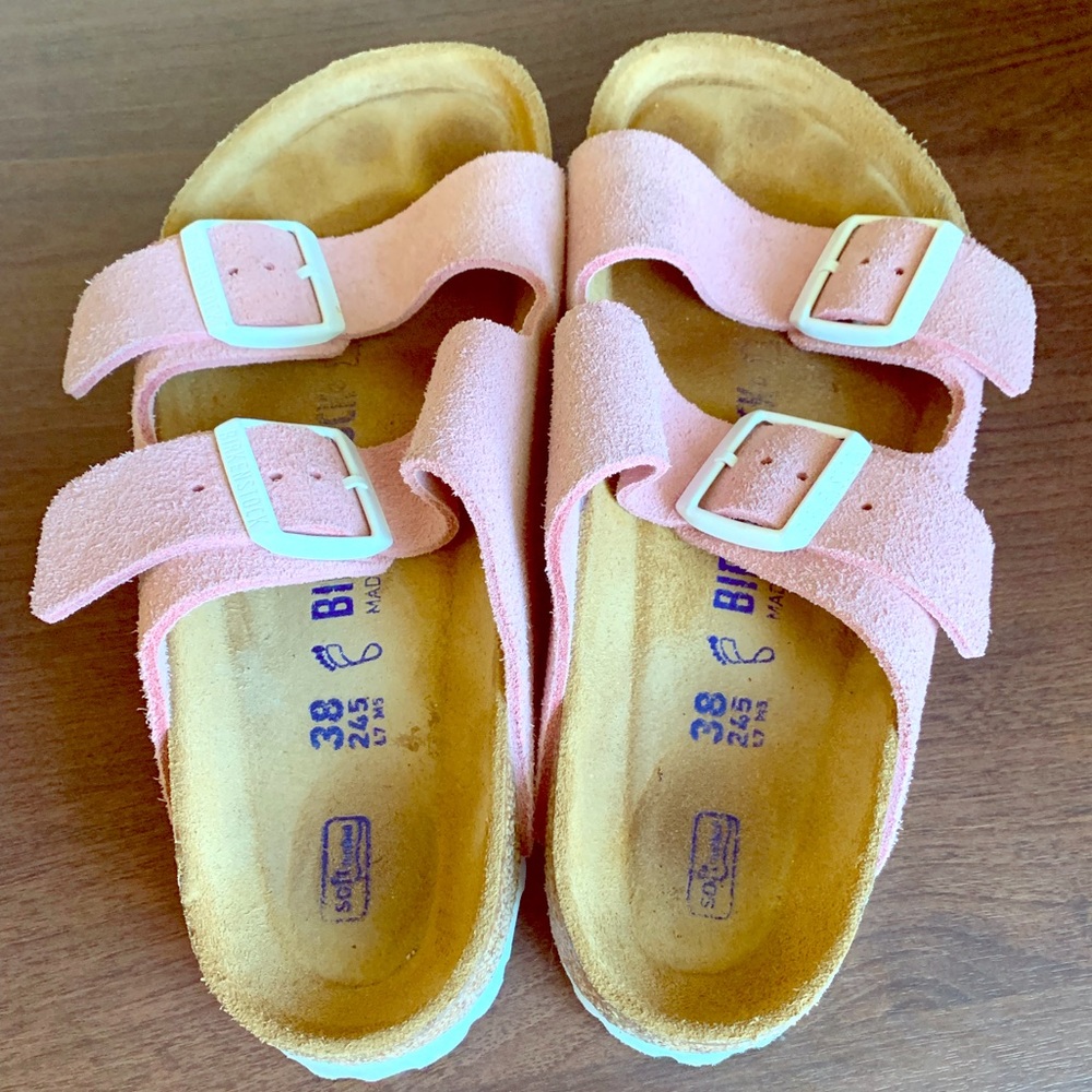 Pink/Rose and White Arizona Birkenstocks